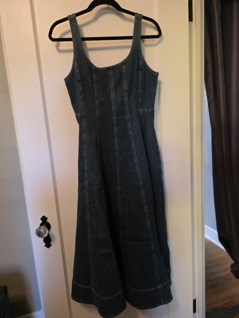 Madewell Croswell Wash Denim Jean Seamed Flare Midi Dress Size 6 NWT - Picture 11 of 13